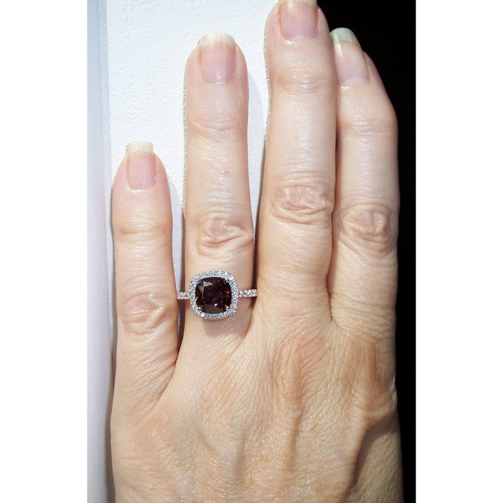 925 STERLING SILVER Cushion Cut Chocolate CZ Halo Ring - Picture 3 of 16